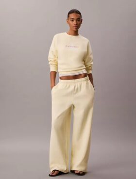 Monologo fleece-joggingbyxor med vida ben