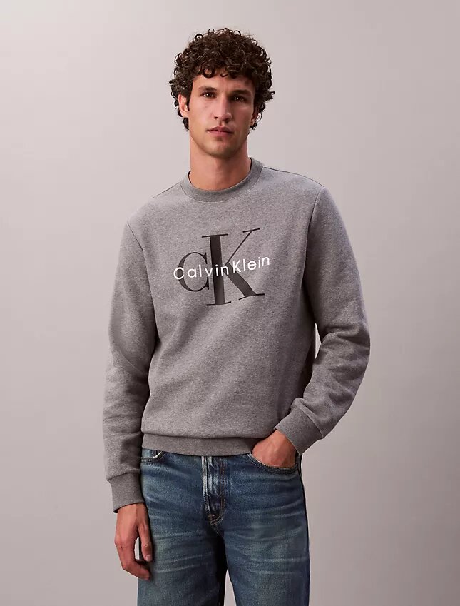 Monologo fleece-tröja med rund hals Monologo fleece-tröja med rund hals