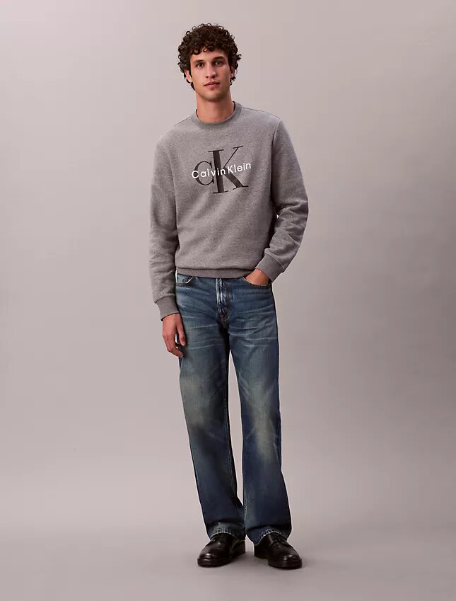 Monologo fleece-tröja med rund hals Monologo fleece-tröja med rund hals