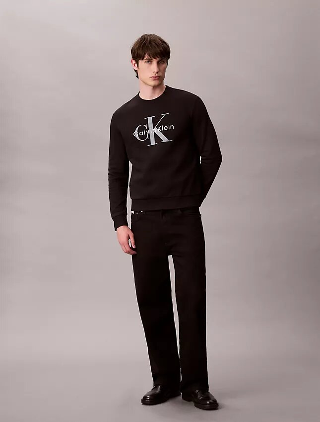 Monologo fleece-tröja med rund hals Monologo fleece-tröja med rund hals