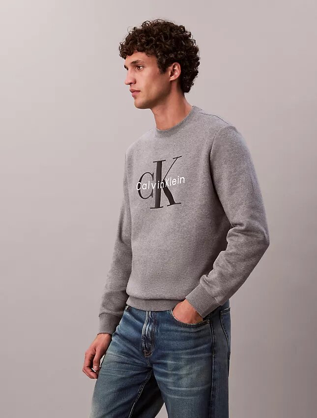 Monologo fleece-tröja med rund hals Monologo fleece-tröja med rund hals