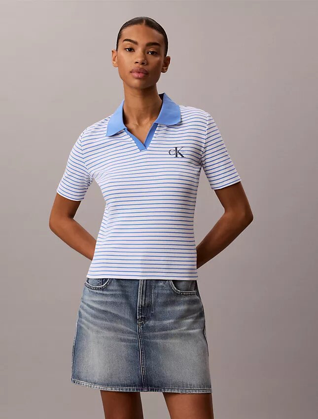 Monologo Stripe Rib Polo T-shirt Monologo Stripe Rib Polo T-shirt