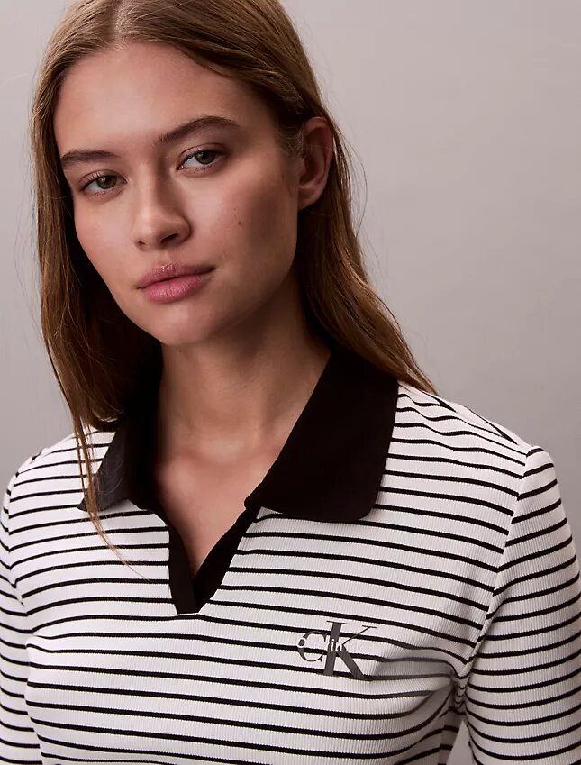Monologo Stripe Rib Polo T-shirt Monologo Stripe Rib Polo T-shirt