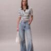 Monologo Stripe Rib Polo T-shirt Monologo Stripe Rib Polo T-shirt