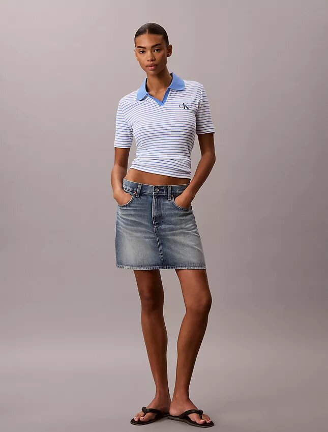 Monologo Stripe Rib Polo T-shirt Monologo Stripe Rib Polo T-shirt