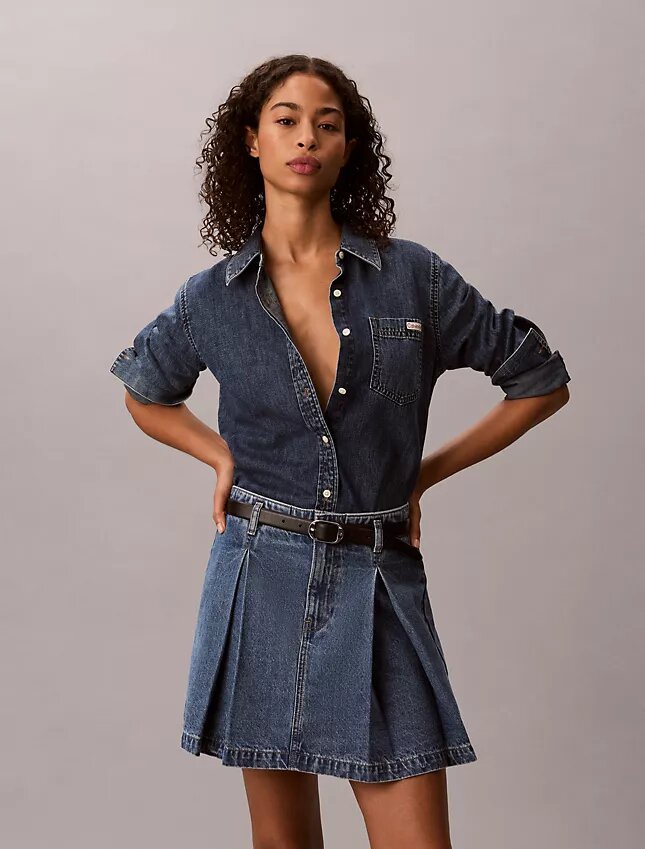 Plisserad minikjol i Denim Plisserad minikjol i Denim