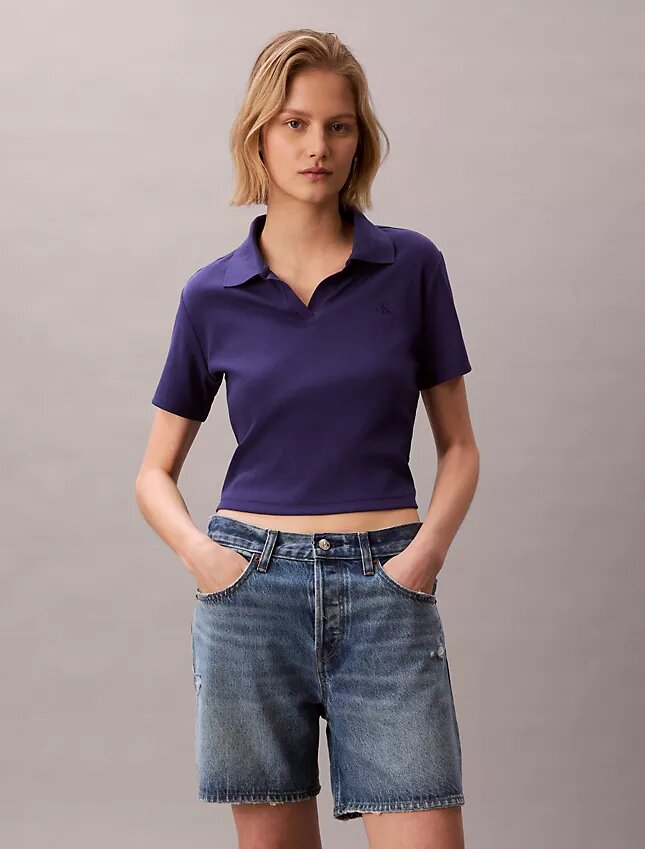 Polo-T-shirt i bomullsribb Polo-T-shirt i bomullsribb