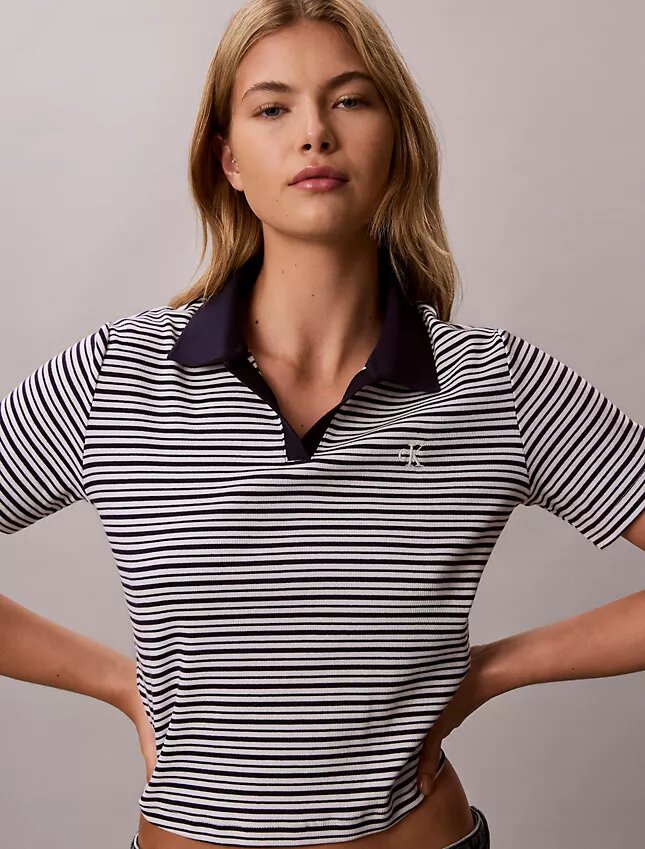 Polo-T-shirt i bomullsribb Polo-T-shirt i bomullsribb