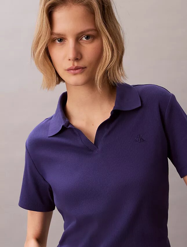 Polo-T-shirt i bomullsribb Polo-T-shirt i bomullsribb