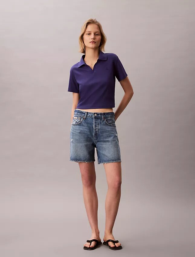 Polo-T-shirt i bomullsribb Polo-T-shirt i bomullsribb