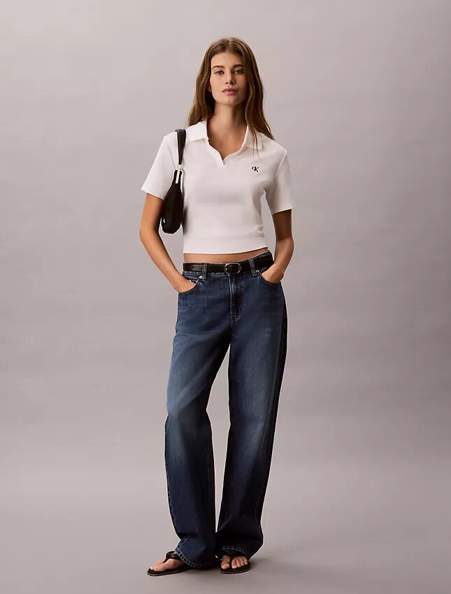 Polo-T-shirt i bomullsribb Polo-T-shirt i bomullsribb