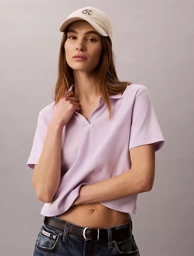 Polo-T-shirt i bomullsribb Polo-T-shirt i bomullsribb