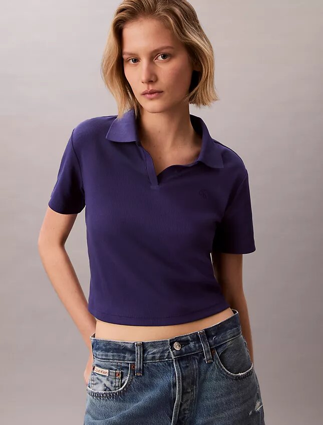 Polo-T-shirt i bomullsribb Polo-T-shirt i bomullsribb