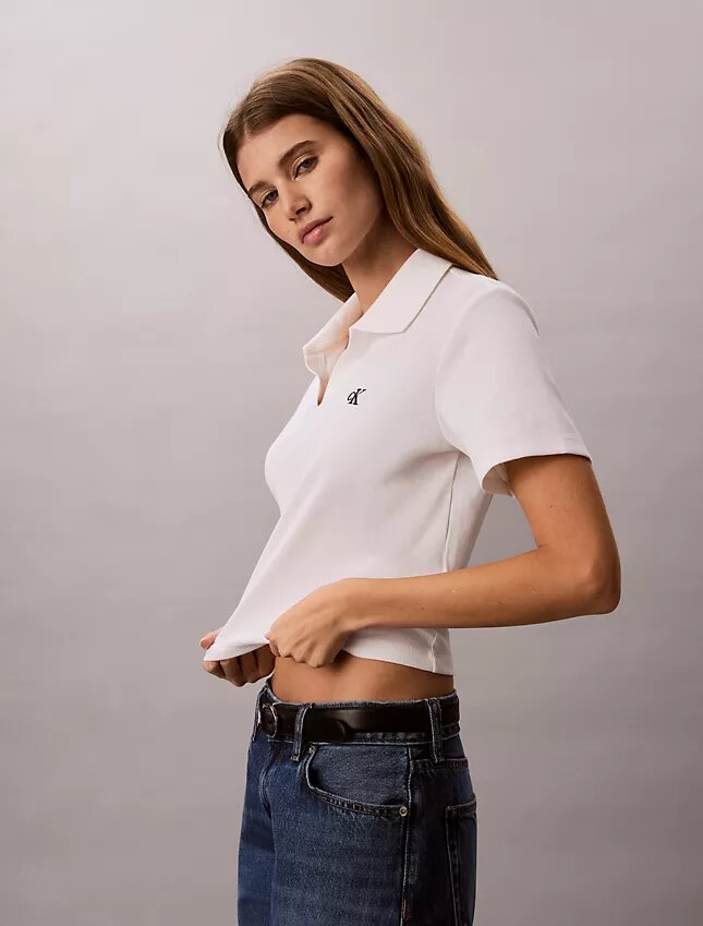 Polo-T-shirt i bomullsribb Polo-T-shirt i bomullsribb