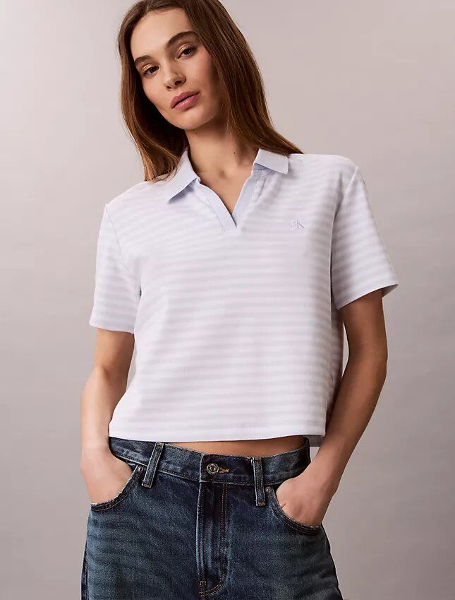 Polo-T-shirt i bomullsribb Polo-T-shirt i bomullsribb