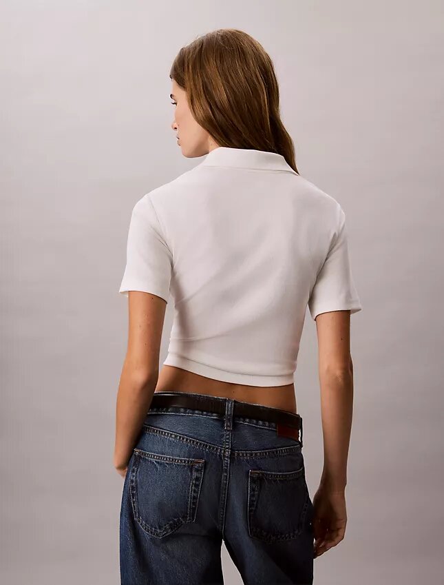 Polo-T-shirt i bomullsribb Polo-T-shirt i bomullsribb