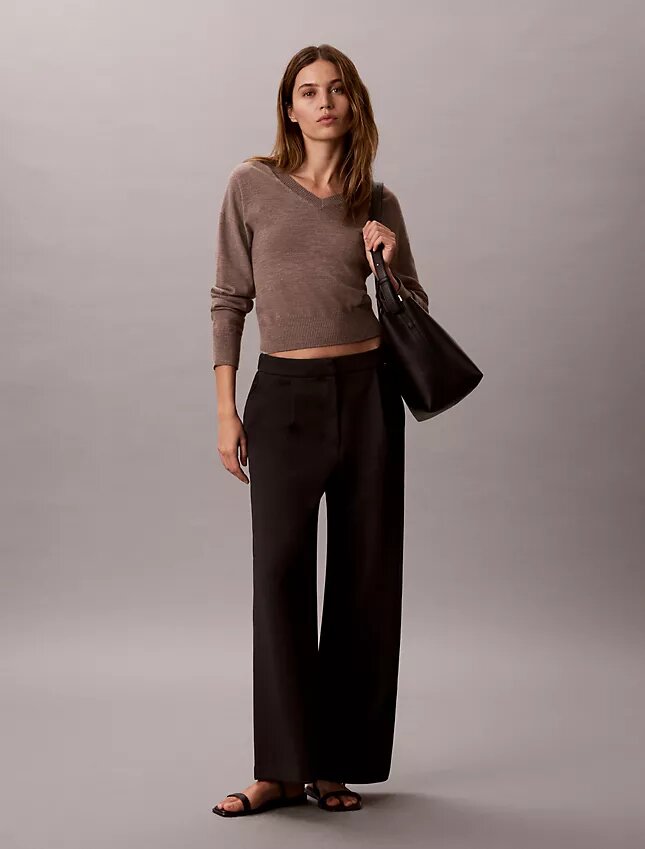 Ponte-byxor med vida ben Ponte-byxor med vida ben