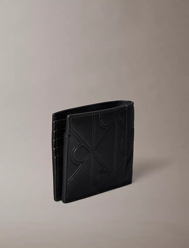 Präglad emblem-logotyp, bifold-plånbok med myntficka Präglad emblem-logotyp, bifold-plånbok med myntficka