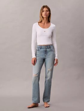 Raka jeans med hög midja Raka jeans med hög midja