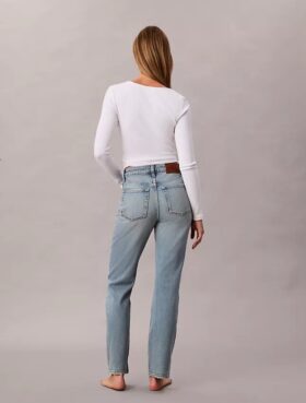 Raka jeans med hög midja Raka jeans med hög midja