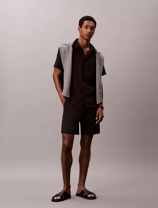 Raka seersucker-shorts med resår, 18 cm Raka seersucker-shorts med resår, 18 cm