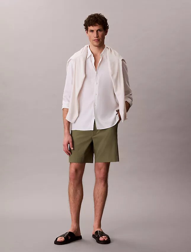 Raka seersucker-shorts med resår, 18 cm Raka seersucker-shorts med resår, 18 cm