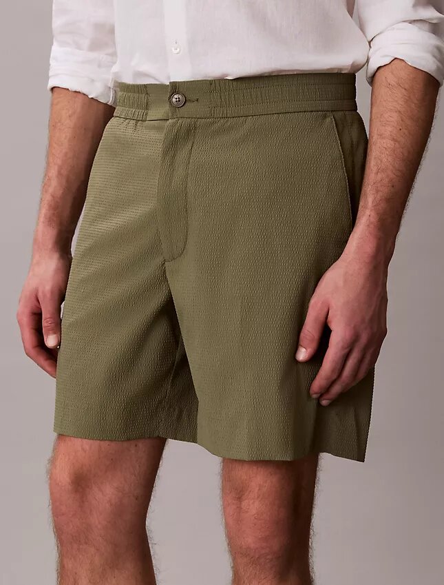 Raka seersucker-shorts med resår, 18 cm Raka seersucker-shorts med resår, 18 cm