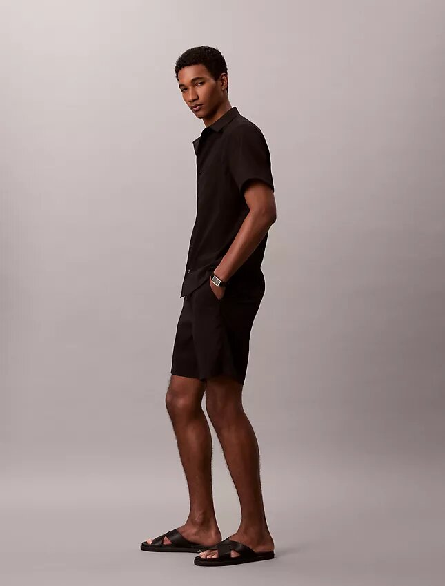 Raka seersucker-shorts med resår, 18 cm Raka seersucker-shorts med resår, 18 cm