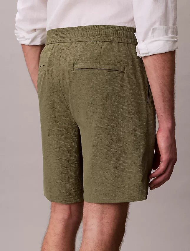 Raka seersucker-shorts med resår, 18 cm Raka seersucker-shorts med resår, 18 cm