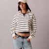 Randig kort topp i frotté med Monogram Randig kort topp i frotté med Monogram