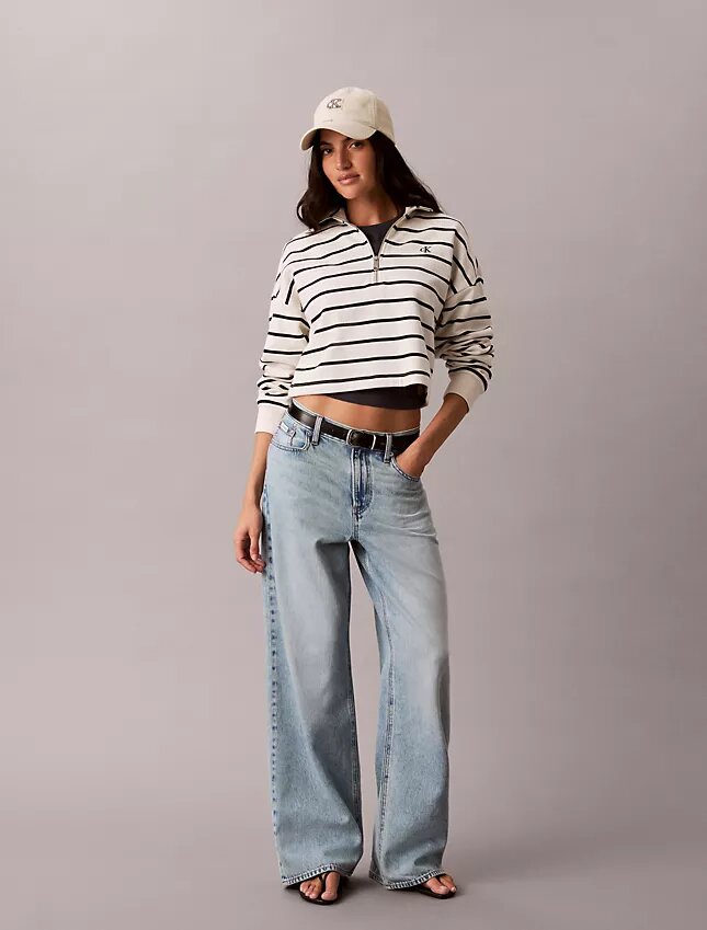 Randig kort topp i frotté med Monogram Randig kort topp i frotté med Monogram