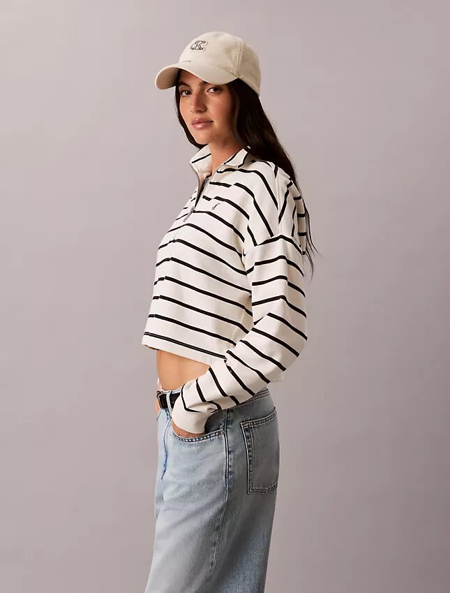 Randig kort topp i frotté med Monogram Randig kort topp i frotté med Monogram