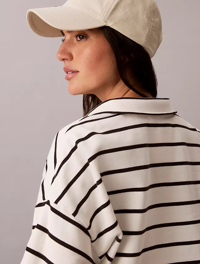 Randig kort topp i frotté med Monogram Randig kort topp i frotté med Monogram