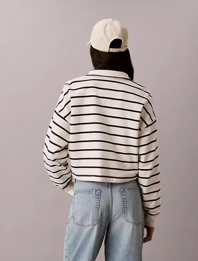 Randig kort topp i frotté med Monogram Randig kort topp i frotté med Monogram