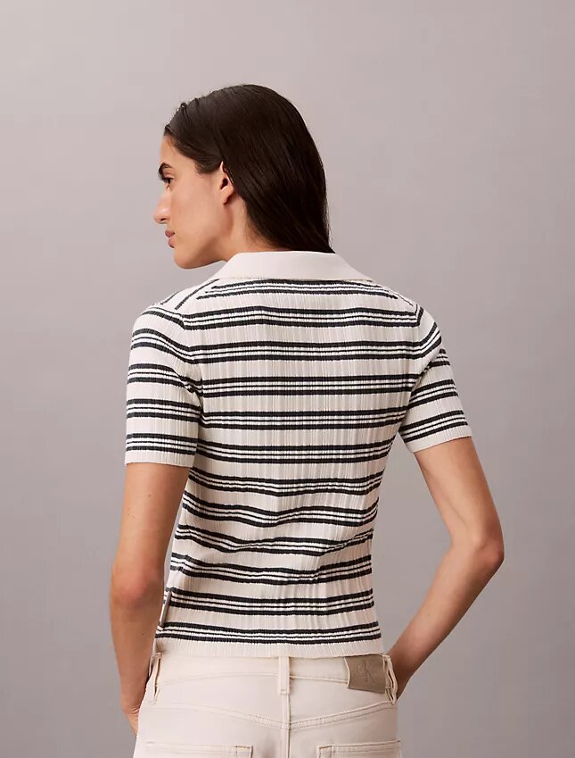 Randig ribbad slim fit-polotröja Randig ribbad slim fit-polotröja