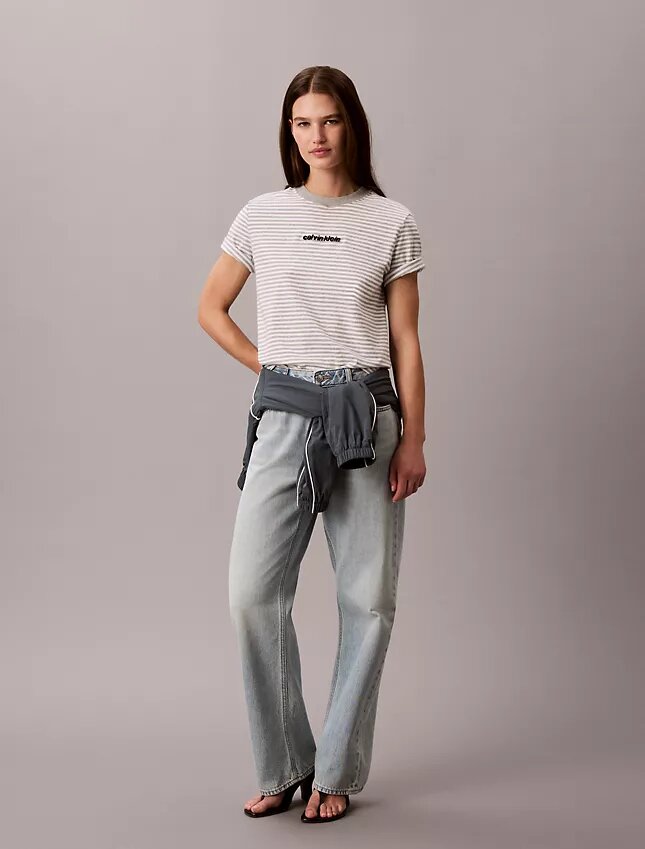 Randig T-shirt med CK-logotyp Randig T-shirt med CK-logotyp