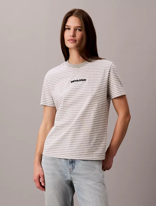Randig T-shirt med CK-logotyp Randig T-shirt med CK-logotyp