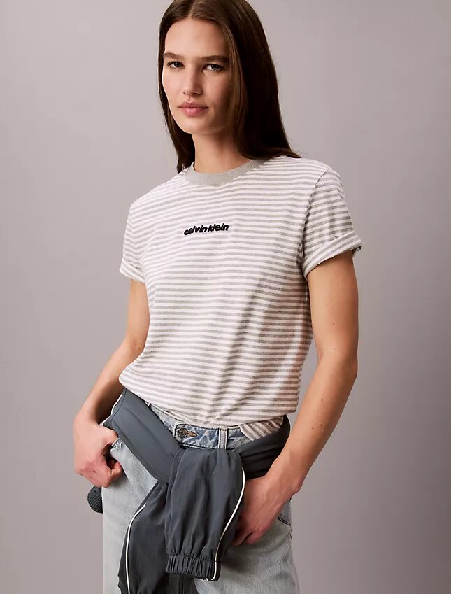 Randig T-shirt med CK-logotyp Randig T-shirt med CK-logotyp