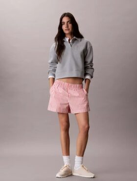 Randiga shorts i bomullspoplin