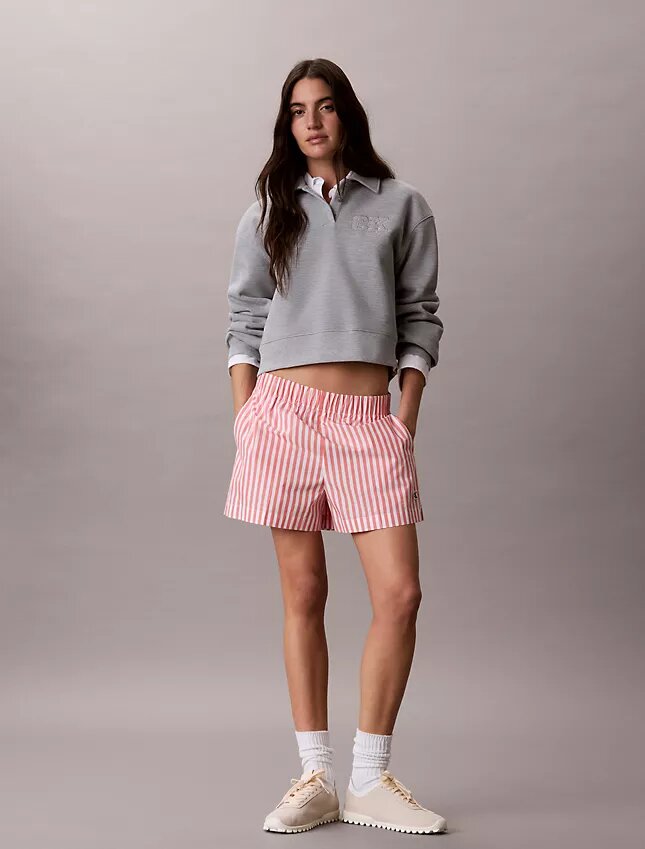 Randiga shorts i bomullspoplin Randiga shorts i bomullspoplin
