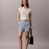 Randiga shorts i bomullspoplin