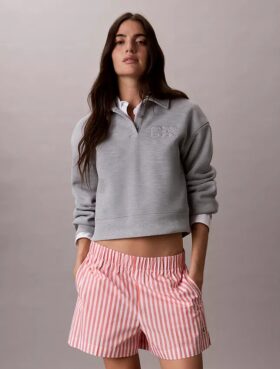 Randiga shorts i bomullspoplin