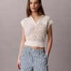 Randiga shorts i bomullspoplin
