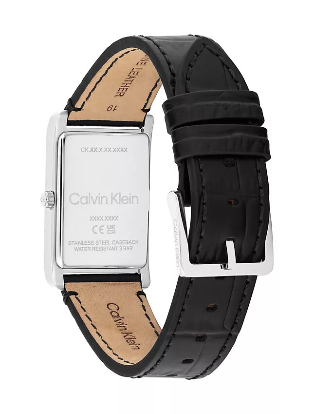 Rektangulär urtavla med läderarmband Rektangulär urtavla med läderarmband