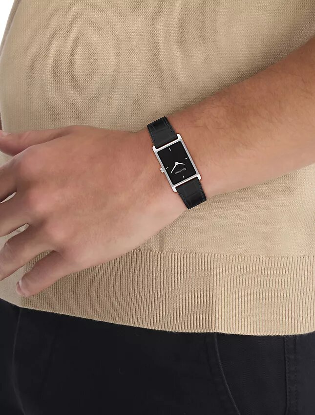 Rektangulär urtavla med läderarmband Rektangulär urtavla med läderarmband