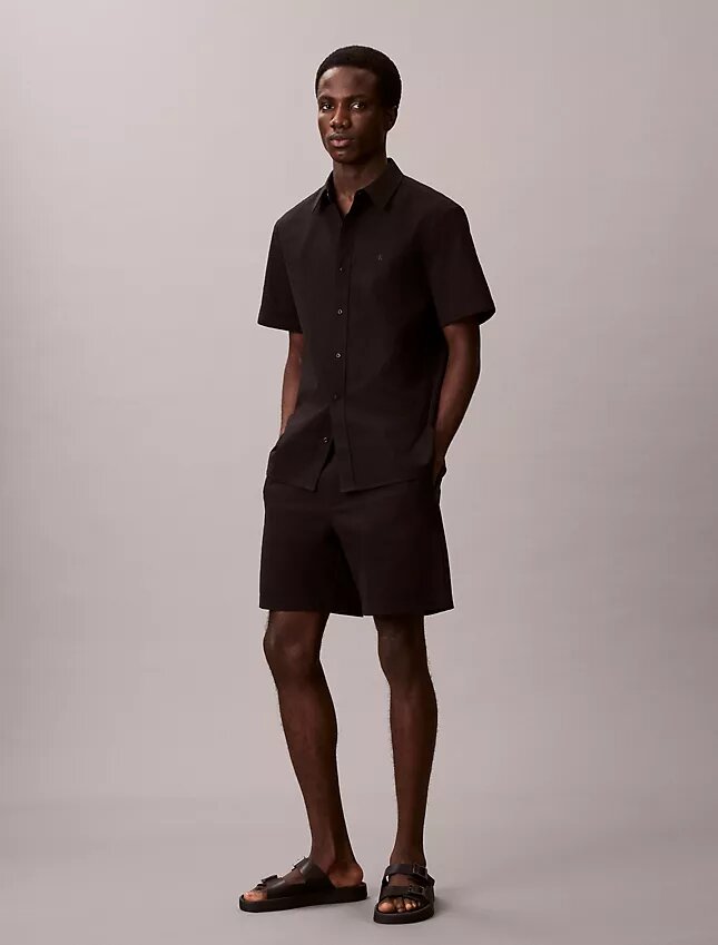 Seersucker-shorts med dragkedja Seersucker-shorts med dragkedja