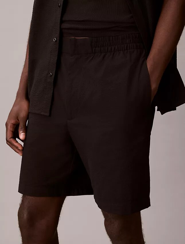 Seersucker-shorts med dragkedja Seersucker-shorts med dragkedja
