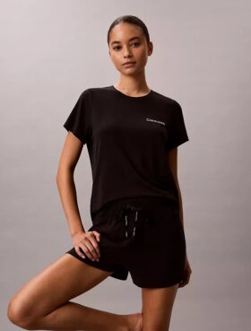Set med T-shirt och shorts i viskos-bomullsblandning