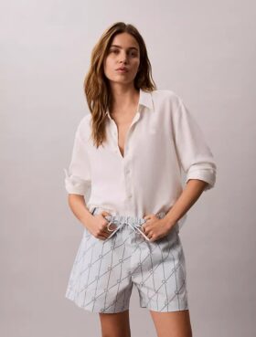 Shorts i bomullspoplin med tryck
