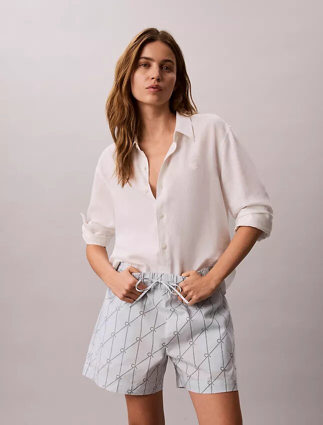 Shorts i bomullspoplin med tryck Shorts i bomullspoplin med tryck